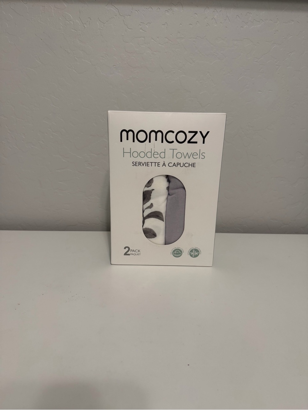 momcozy Hooded Towels - Gray & White (2-Pack)